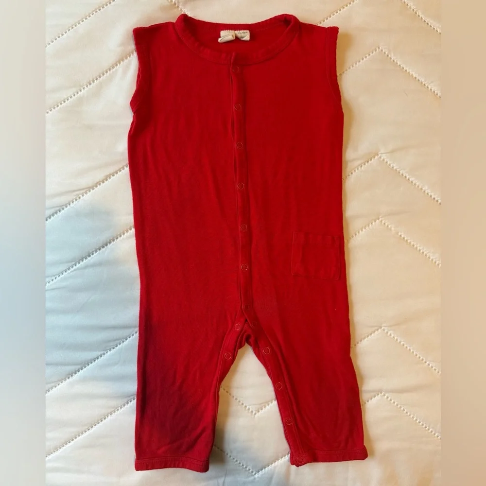 Kyte Red Sleeveless Snap Romper